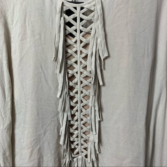 NWT BCBG Ramzie Fringe Kaftan Top - Picture 3 of 7